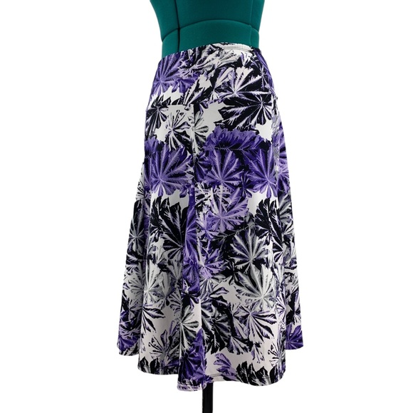 Nina K Purple, Black, and White Floral Full Knee Length Skirt, Small - Picture 5 of 15